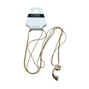 Chaps Semi-Precious Gold-Tone Long Necklace With Horseshoe Pendant